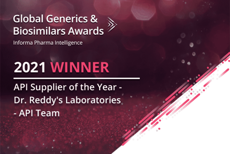 Dr. Reddy’s API team is a 2021 winner in – API Supplier of the year at Global generics & Biosimilars awards